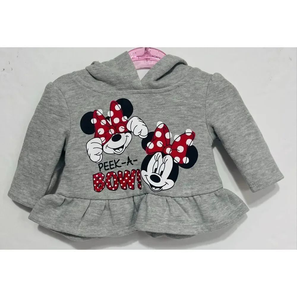 Disney Baby Mickey And Minnie Peek A Bow Hoodie   Size 0/3 Months